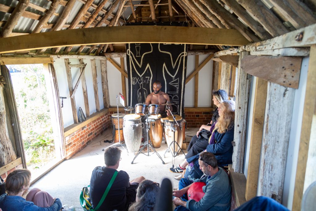 Irvin Pascal playing drums